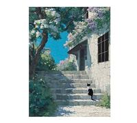 1000pcs(52x38cm) Puzzles pour Adolescents Floral Stairway with Cat Illustration Puzzles pour Adultes Jeux De Famille Difficile Difficile Cadeaux De Noël Et d'anniversaire 1000pcs(52x38cm)