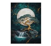 1000pcs(52x38cm) Puzzles pour Adolescents Golden Tree Moonlit Waterfall Puzzles pour Adultes, Jeux Familiaux, Défi Difficile, Cadeaux De Noël Et d'anniversaire 1000pcs(52x38cm)