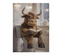 1000pcs(52x38cm) Puzzles pour Adolescents Grumpy Bull Reading on Toilet Puzzle pour Adultes - Jeu De Réflexion Stimulant - Défi Difficile - Cadeaux Uniques pour Anniversaires Et Noël 1000pcs(52x38cm)