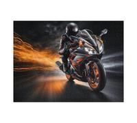 1000pcs(52x38cm) Puzzles pour Adolescents Speeding Motorcycle with Flames Puzzles pour Adultes Jeux De Famille Difficile Difficile Cadeaux De Noël Et d'anniversaire 1000pcs(52x38cm)