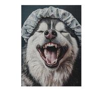 1000pcs(52x38cm) Puzzles pour Adultes Alaskan Malamute Bath Cap Casse-tête pour Adultes, Jeu De Réflexion, Décoration Murale, Cadeaux Uniques pour Anniversaire Et Noël 1000pcs(52x38cm)