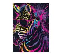 1000pcs(52x38cm) Puzzles pour Adultes, Cadeaux Colorful Zebra DJ Headphones Art Puzzles pour Adolescents, Jouet, Décoration Murale, Défi Difficile, Défi Éducatif 1000pcs(52x38cm)