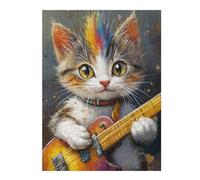 1000pcs(52x38cm) Puzzles pour Adultes Colorful Cat Playing Guitar Puzzles pour Adolescents - Jeux À Faire Soi-même - Défi Difficile - Cadeaux d'anniversaire Et Cadeaux Uniques 1000pcs(52x38cm)