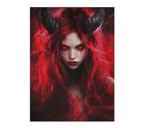 1000pcs(52x38cm) Puzzles pour Adultes Devilish Red Horns Fantasy Artwork Casse-têtes pour Adultes - Jeu De Réflexion - Niveau De Difficulté : Difficile - Interaction Parent-Enfant 1000pcs(52x38cm)