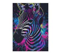 1000pcs(52x38cm) Puzzles pour Adultes Neon Zebra Headphones Art Print Puzzles pour Adultes À Monter Soi-même - Difficulté Élevée - Cadeaux Uniques pour Un Anniversaire Ou Noël 1000pcs(52x38cm)