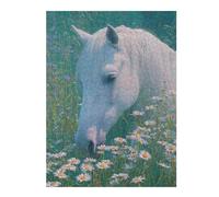 1000pcs(52x38cm) Puzzles pour Adultes White Horse in Daisy Field-1 Puzzles pour Adolescents - Jeux À Faire Soi-même - Défi Difficile - Cadeaux d'anniversaire Et Cadeaux Uniques 1000pcs(52x38cm)