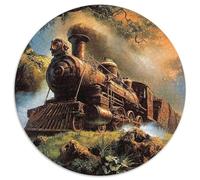 1000pcs (67.5x67.5cm) 19th Century Locomotive à Vapeur Passing Through Forêt Dense Puzzle Jouet en Bois Cadeau Unique Décoration Intérieure Jeu ÉduChatif Challenge Toy