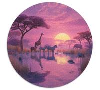 1000pcs (67.5x67.5cm) Coucher de Soleil sur Le lac Sam, où Les Animaux Viennent s'abreuver. Harmonie Puzzle Jouet en Bois Cadeau Unique Décoration Intérieure Jeu ÉduChatif Challenge Toy