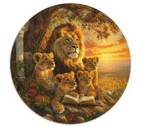 1000pcs (67.5x67.5cm) Lion Joyeux Puzzle Jouet en Bois Cadeau Unique Décoration Intérieure Savane Africaine Jeu ÉduChatif Challenge Toy