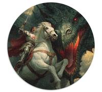 1000pcs (67.5x67.5cm) Moyen-âge Warrior in Armor Bravely Fights A Ferocious Dragon Jigsaw Puzzles À Faire Soi-même pour Adultes