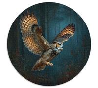 1000pcs (67.5x67.5cm) Puzzles pour Adolescents Adultes Bighorn Hibous Fly and Land in The Forêt