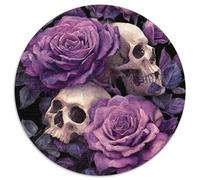 1000pcs (67.5x67.5cm) Puzzles pour Adolescents Adultes Deep Purple Roses and Crânes Art Fantastique Style