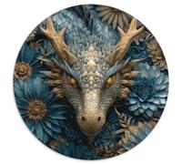 1000pcs (67.5x67.5cm) Puzzles pour Adolescents Adultes Dragon doré with Horns Paper-Cutting Art Style