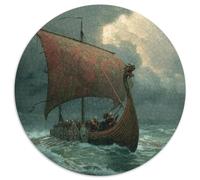 1000pcs (67.5x67.5cm) Puzzles pour Adolescents Adultes Drakkars Vikings naviguant sur des Mers agitées