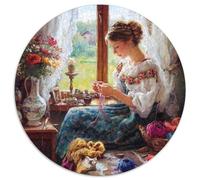 1000pcs (67.5x67.5cm) Puzzles pour Adolescents Adultes La Jeune Fille tricotait Un Pull avec Une Grande Application