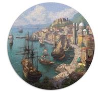 1000pcs (67.5x67.5cm) Puzzles pour Adolescents Adultes Navires dans Les Ports de Villes Italiennes