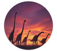 1000pcs (67.5x67.5cm) Troupeau de Diplodocus sous Un Ciel couchant Puzzle Jouet en Bois Cadeau Unique Décoration Intérieure Horizon de Prairie Jeu ÉduChatif Challenge Toy