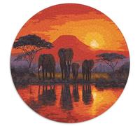 1000pcs (67.5x67.5cm) Un Groupe d'éléphants sur la Rive Jigsaw Puzzles À Faire Soi-même pour Adultes