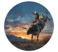 1000pcs (67.5x67.5cm) Vacheboys Riding on Bulls Puzzle Jouet en Bois Cadeau Unique Décoration Intérieure Paysage de l'Arizona Jeu ÉduChatif Challenge Toy
