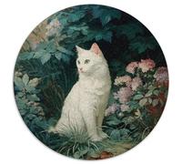 1000pcs (67.5x67.5cm) White Chat Among Flowers Puzzle Jouet en Bois Cadeau Unique Décoration Intérieure Jeu ÉduChatif Challenge Toy