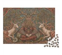 1000pcs (75x50cm) Ancient Celtic Style, Cerf, Medieval Manuscript Illustration Puzzle Jouet en Bois Cadeau Unique Décoration Intérieure Jeu ÉduChatif Challenge Toy