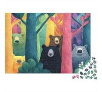 1000pcs (75x50cm) Bear in The Forest Peeks Out from Behind A Tree Jigsaw Puzzles À Faire Soi-même pour Adultes