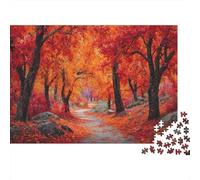 1000pcs (75x50cm) Bright Red Autumn Leaves Cover The Ground Puzzle Jouet en Bois Cadeau Unique Décoration Intérieure Jeu Éducatif Challenge Toy