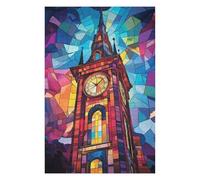 1000pcs(75x50cm) Casse-têtes pour Adolescents Colorful Stained Glass Clock Tower Casse-têtes pour Adultes, Jeu De Réflexion, Anti-Stress, Idéal en Cadeau pour Toute La Famille 1000pcs(75x50cm)
