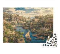 1000pcs (75x50cm) Cités de l'Égypte Antique Le Long du Nil Puzzle Jouet en Bois Cadeau Unique Décoration Intérieure Jeu ÉduChatif Challenge Toy