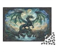 1000pcs (75x50cm) Dragon, lac mystérieux Puzzle Jouet en Bois Cadeau Unique Décoration Intérieure Motif runique Ancien Jeu Éducatif Challenge Toy