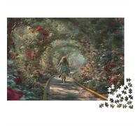 1000pcs (75x50cm) Fille à vélo Le Long d'un Arbre Puzzle Jouet en Bois Cadeau Unique Décoration Intérieure Ligné Chemin Jeu ÉduChatif Challenge Toy