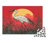 1000pcs (75x50cm) Grues dans Les Herbes folles Jigsaw Coucher de Soleil Puzzles À Faire Soi-même pour Adultes