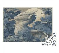 1000pcs (75x50cm) Motif Dragon Blanc et Bleu 3D Puzzle Jouet en Bois Cadeau Unique Décoration Intérieure Jeu ÉduChatif Challenge Toy