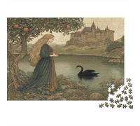 1000pcs (75x50cm) Princesse aux Longs Cheveux d'or au Bord d'un lac, château médiéval Jigsaw Puzzles À Faire Soi-même pour Adultes