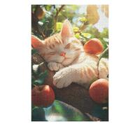 1000pcs(75x50cm) Puzzle pour Adolescents Cat Sleeping on Apple Tree Branch Puzzles pour Adultes Jouets Anti-Stress Assemblage De Motifs Activités Amusantes À La Maison 1000pcs(75x50cm)