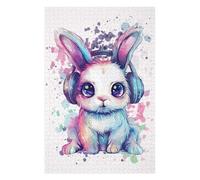 1000pcs(75x50cm) Puzzle pour Adolescents Cute Bunny with Headphones Puzzle pour Adultes : Jeux Relaxants, Meilleurs Cadeaux pour La Mémoire, pour Les Amis Et La Famille 1000pcs(75x50cm)
