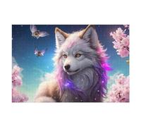 1000pcs(75x50cm) Puzzle pour Adolescents Fantasy Wolf with Pink Hair Puzzle pour Adultes : Jeux Relaxants, Meilleurs Cadeaux pour La Mémoire, pour Les Amis Et La Famille 1000pcs(75x50cm)