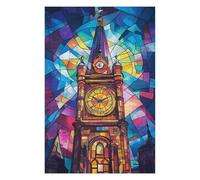 1000pcs(75x50cm) Puzzle pour Adolescents Stained Glass Clock Tower Puzzles pour Adultes, Jouets Anti-Stress, Jeux De Vitesse, Cadeaux d'anniversaire Et Cadeaux Uniques 1000pcs(75x50cm)