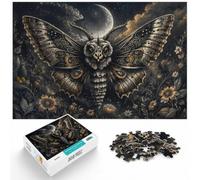 1000pcs (75x50cm), Puzzle pour Adulte, 1000 Pièces, Mystical Death's Head Moth Gothic Wall Art ｜ Celestial Black and White Occult Po