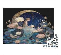1000pcs (75x50cm) Puzzles pour Adolescents Adultes Fille spirituelle de la Lune, la Fleur de Lotus