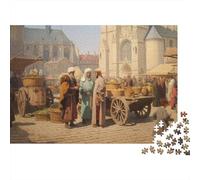 1000pcs (75x50cm) Puzzles pour Adolescents Adultes Médiéval Market Marchands français et acheteurs Arabes