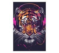 1000pcs(75x50cm) Puzzles pour Adolescents Tiger Headphones Music Art Print-1 Puzzles pour Adolescents Jeux Relaxants Assemblage De Motifs Idéal comme Cadeau pour Toute La Famille 1000pcs(75x50cm)