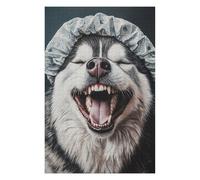 1000pcs(75x50cm) Puzzles pour Adultes Alaskan Malamute Bath Cap Casse-têtes pour Adultes - Jeu De Réflexion - Niveau De Difficulté : Difficile - Interaction Parent-Enfant 1000pcs(75x50cm)