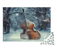 1000pcs (75x50cm) Tempête de Neige Puzzle Jouet en Bois Cadeau Unique Décoration Intérieure Contrebasse Jeu ÉduChatif Challenge Toy