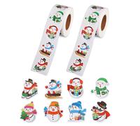 1000pcs Autocollantes Autocollant Bonhomme de Neige, 2 Rouleaux 8 Modèles Assortis Autocollants de Noël Étiquettes-Sceaux Fête pour Enveloppes Cadeaux Décorations Fête Bricolage d'Enfants