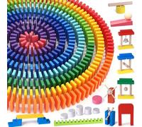 1000pcs Domino en Bois Montessori Blocs de Construction Jeu de Domino Jeux de Course Jouet Classique Jouet à Empiler Jeux de Tuiles Jeu D'exploration Jouets Éducatifs Cadeau pour Enfant Filles Garçons