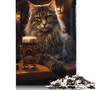 1000pcs Fat Cat Puzzle Bière Pub Bar Boisson Puzzle en Bois Puzzle Educatif Adulte 1000 Pièces (75x50cm)