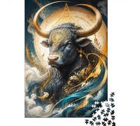 1000pcs Mini Puzzle pour Adolescents Buffle Lune Art Carton Recyclé | 52x38cm Papier Décoration Salon Découpe Précise Cadeau Anniversaire Relaxation