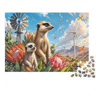 1000pcs Mini Puzzle pour Adolescents Suricate Fleur Éolienne Détente | 38x26cm Carton Débutants Décoration Salon Découpe Précise Lien Familial
