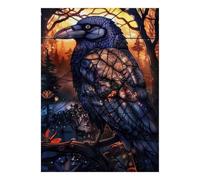 1000pcs Mini Puzzle pour Adultes Corbeau Forêt Coucher De Soleil Difficile | 38x26cm Carton Décor Salon Structure Durable Cadeau Anniversaire Soulagement Du Stress